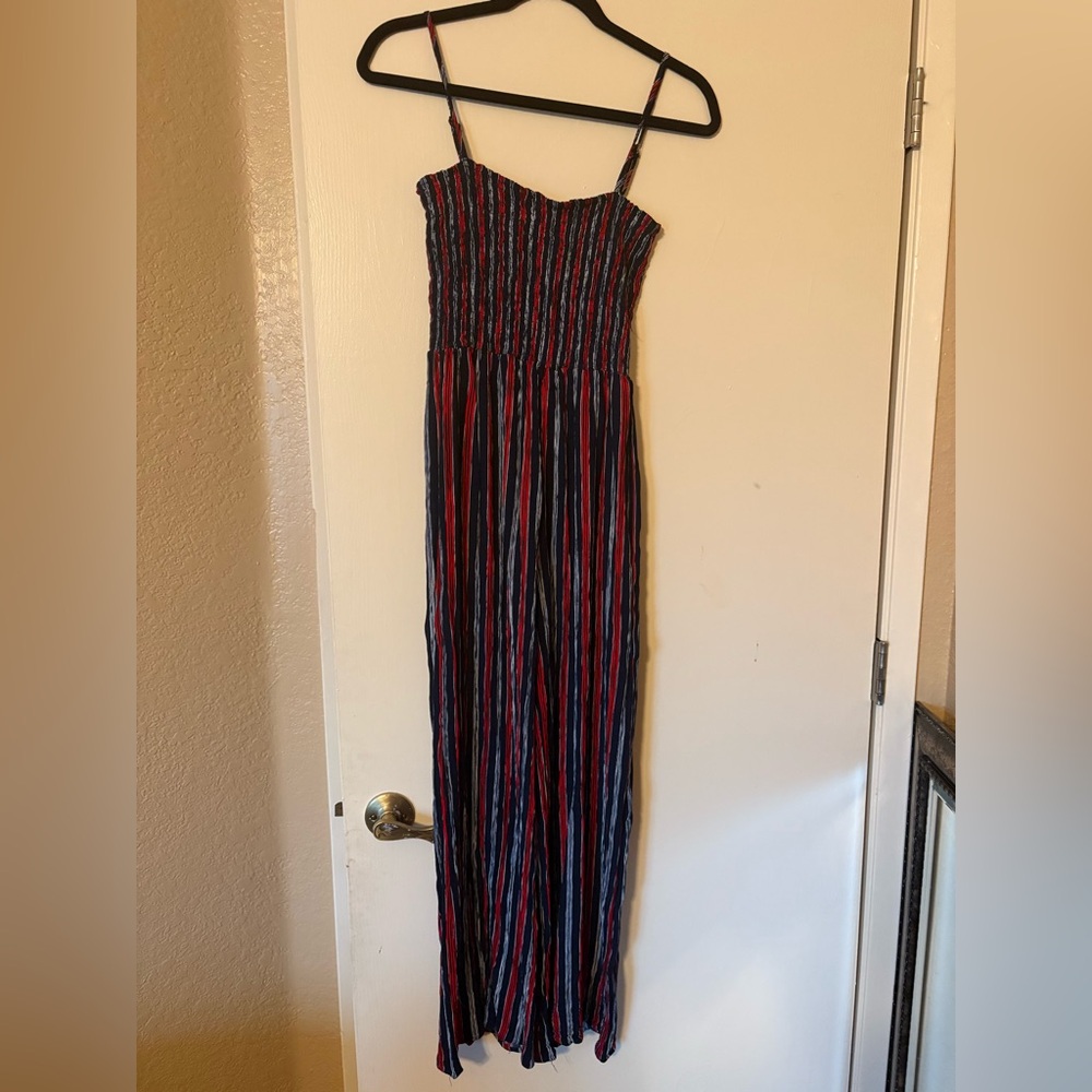 Ambiance Red, White, Blue Striped Jumpsuit